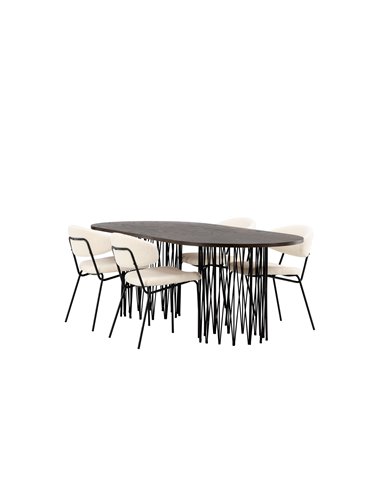 Matgrupp Stone med Chico matstolar, 220 × 100 cm