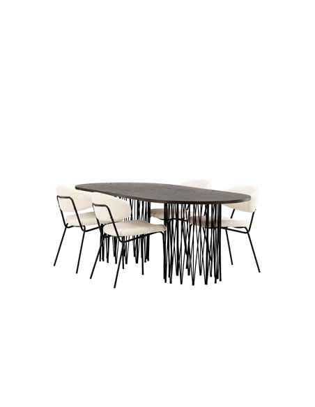 Matgrupp Stone med Chico matstolar, 220 × 100 cm