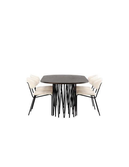 Matgrupp Stone med Chico matstolar, 220 × 100 cm