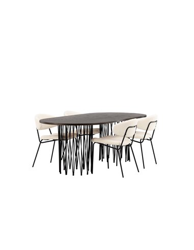 Matgrupp Stone med Chico matstolar, 220 × 100 cm
