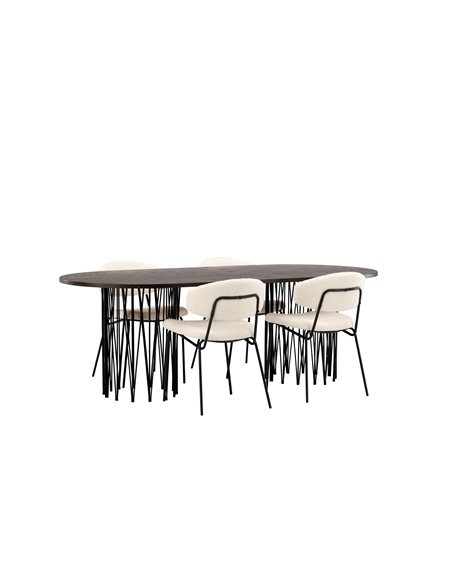 Matgrupp Stone med Chico matstolar, 220 × 100 cm