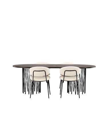 Matgrupp Stone med Chico matstolar, 220 × 100 cm