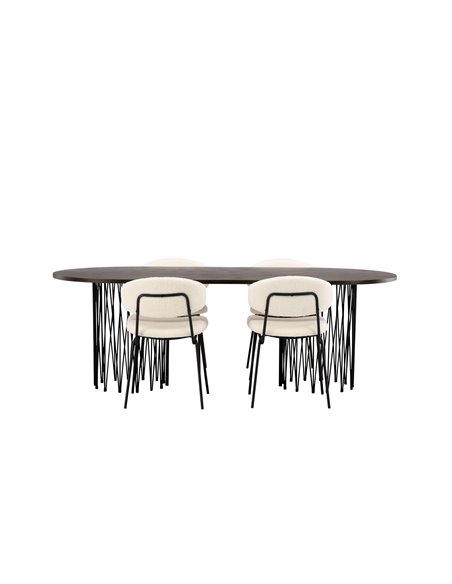 Matgrupp Stone med Chico matstolar, 220 × 100 cm