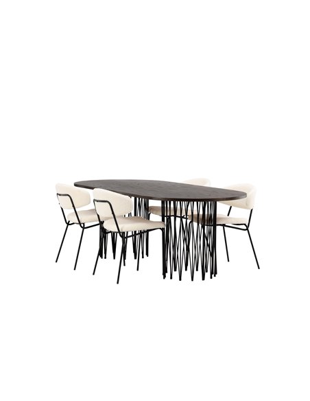 Matgrupp Stone med Chico matstolar, 220 × 100 cm