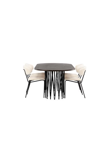 Matgrupp Stone med Chico matstolar, 220 × 100 cm