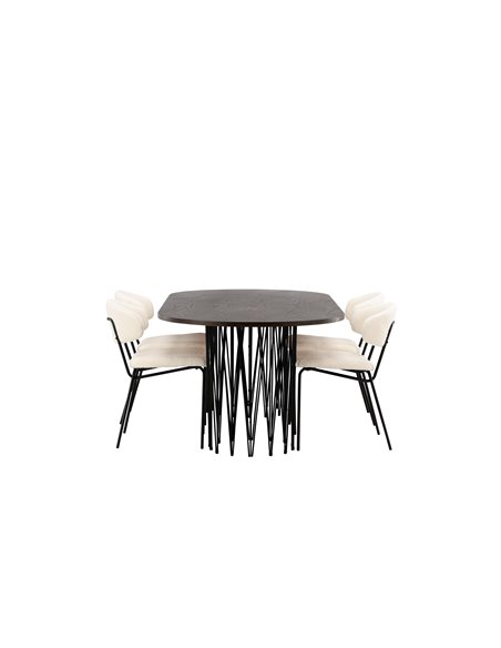 Matgrupp Stone med Chico matstolar, 220 × 100 cm