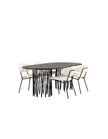Matgrupp Stone med Chico matstolar, 220 × 100 cm
