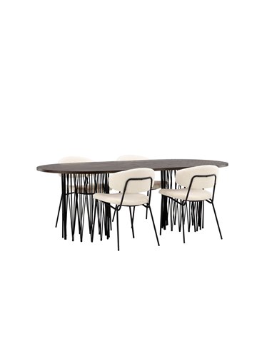 Matgrupp Stone med Chico matstolar, 220 × 100 cm