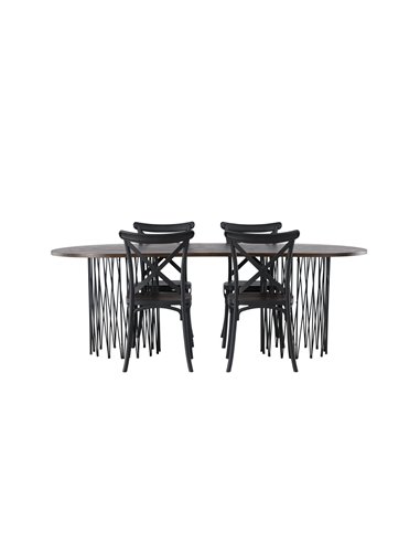 Matgrupp Stone med Crosett matstolar, 220 × 100 cm