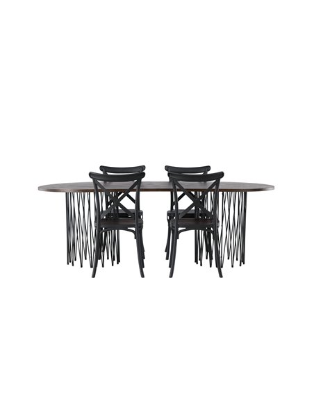 Matgrupp Stone med Crosett matstolar, 220 × 100 cm