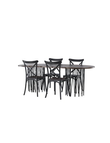 Matgrupp Stone med Crosett matstolar, 220 × 100 cm