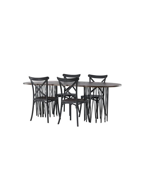 Matgrupp Stone med Crosett matstolar, 220 × 100 cm