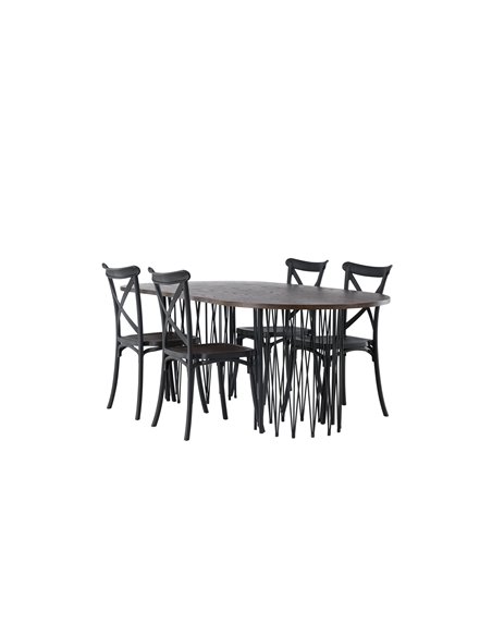 Matgrupp Stone med Crosett matstolar, 220 × 100 cm