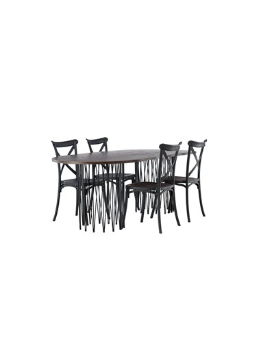 Matgrupp Stone med Crosett matstolar, 220 × 100 cm