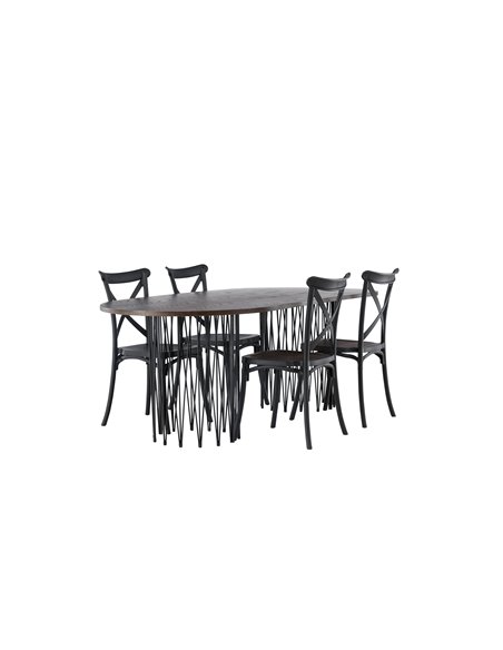 Matgrupp Stone med Crosett matstolar, 220 × 100 cm