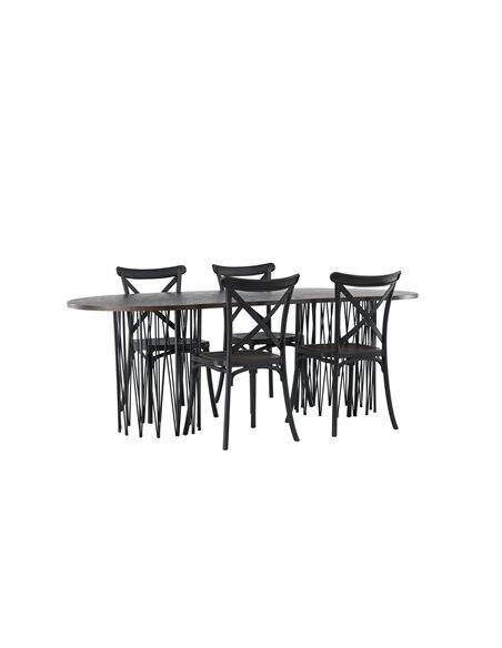 Matgrupp Stone med Crosett matstolar, 220 × 100 cm