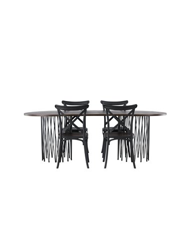 Matgrupp Stone med Crosett matstolar, 220 × 100 cm