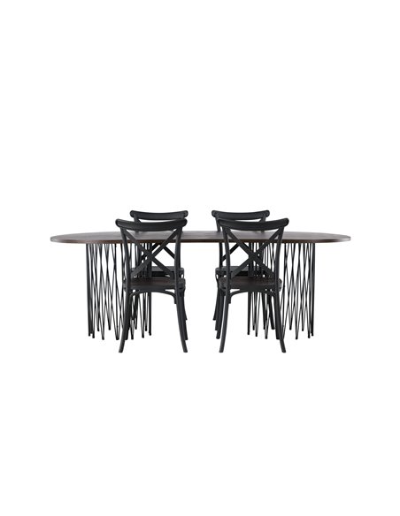 Matgrupp Stone med Crosett matstolar, 220 × 100 cm