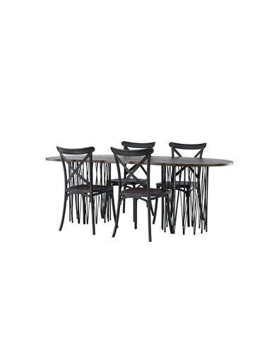 Matgrupp Stone med Crosett matstolar, 220 × 100 cm