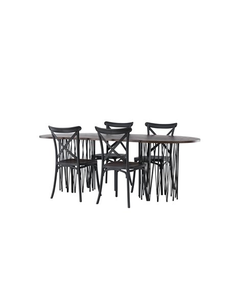 Matgrupp Stone med Crosett matstolar, 220 × 100 cm