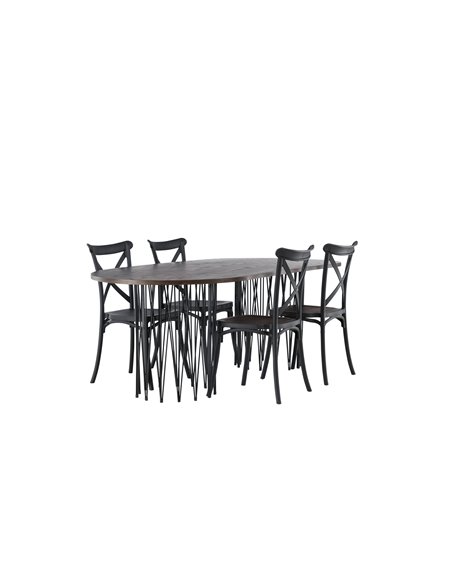 Matgrupp Stone med Crosett matstolar, 220 × 100 cm