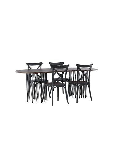 Matgrupp Stone med Crosett matstolar, 220 × 100 cm