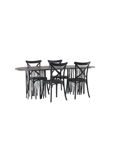 Matgrupp Stone med Crosett matstolar, 220 × 100 cm