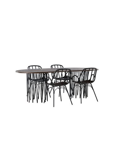 Matgrupp Stone med Dyrön matstolar, 220 × 100 cm