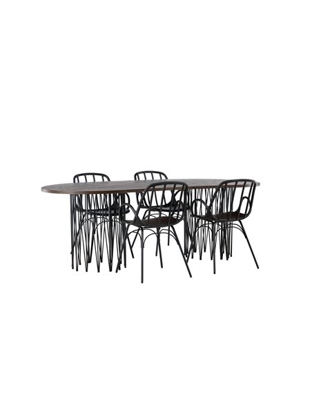 Matgrupp Stone med Dyrön matstolar, 220 × 100 cm