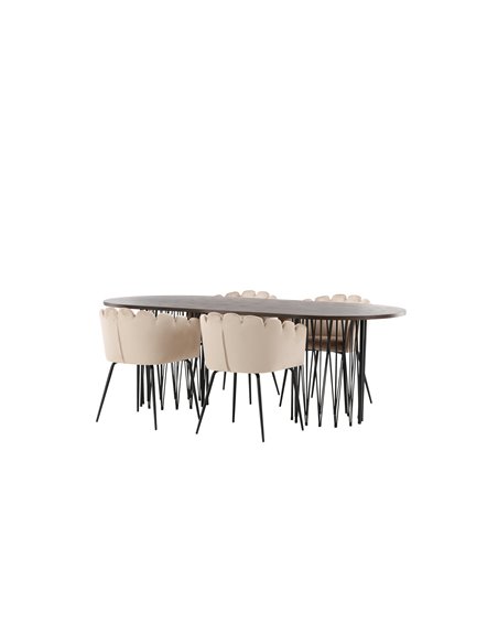 Matgrupp Stone med Limhamn matstolar, 220 × 100 cm