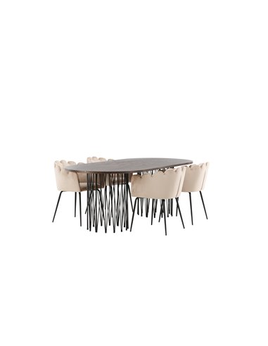 Matgrupp Stone med Limhamn matstolar, 220 × 100 cm