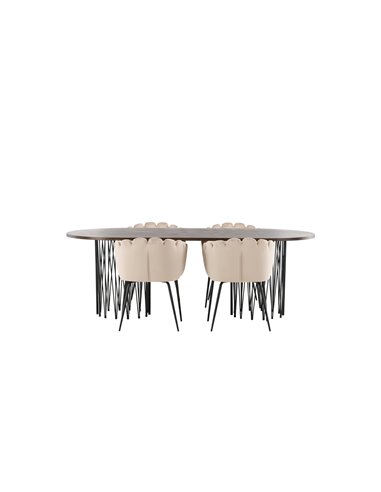 Matgrupp Stone med Limhamn matstolar, 220 × 100 cm