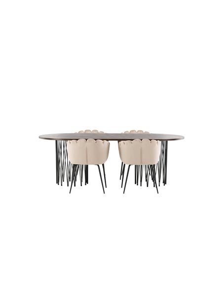 Matgrupp Stone med Limhamn matstolar, 220 × 100 cm