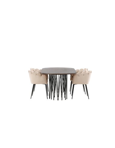 Matgrupp Stone med Limhamn matstolar, 220 × 100 cm