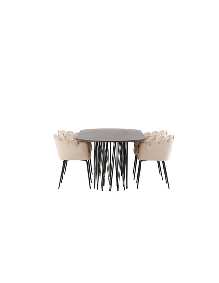 Matgrupp Stone med Limhamn matstolar, 220 × 100 cm