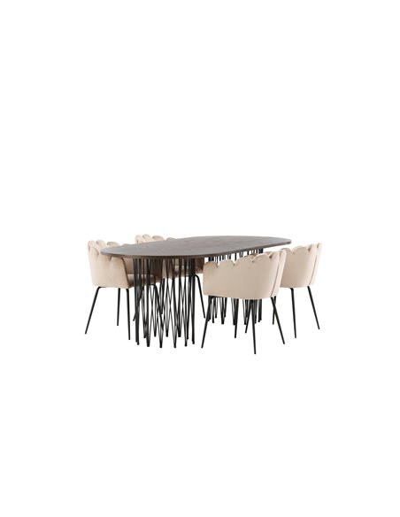 Matgrupp Stone med Limhamn matstolar, 220 × 100 cm