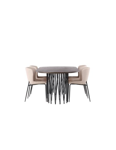 Matgrupp Stone med Modesto matstolar, 220 × 100 cm