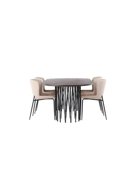Matgrupp Stone med Modesto matstolar, 220 × 100 cm