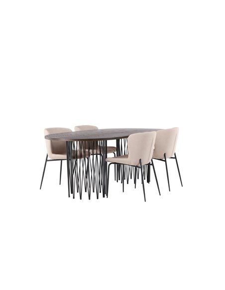 Matgrupp Stone med Modesto matstolar, 220 × 100 cm