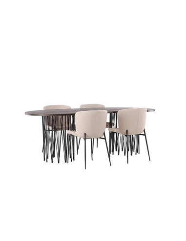 Matgrupp Stone med Modesto matstolar, 220 × 100 cm