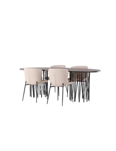 Matgrupp Stone med Modesto matstolar, 220 × 100 cm
