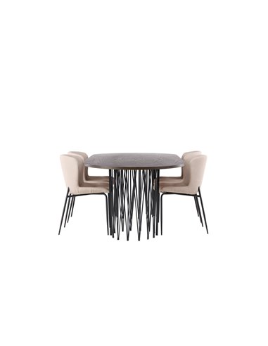 Matgrupp Stone med Modesto matstolar, 220 × 100 cm