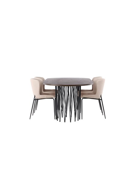 Matgrupp Stone med Modesto matstolar, 220 × 100 cm