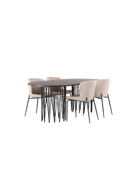Matgrupp Stone med Modesto matstolar, 220 × 100 cm