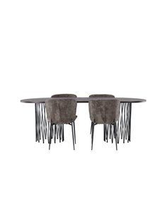 Matgrupp Stone med Modesto matstolar, 220 × 100 cm