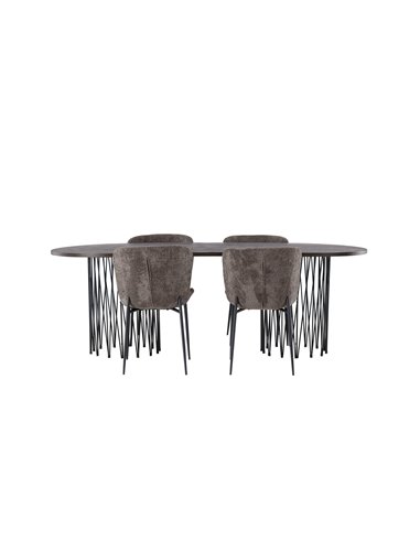 Matgrupp Stone med Modesto matstolar, 220 × 100 cm