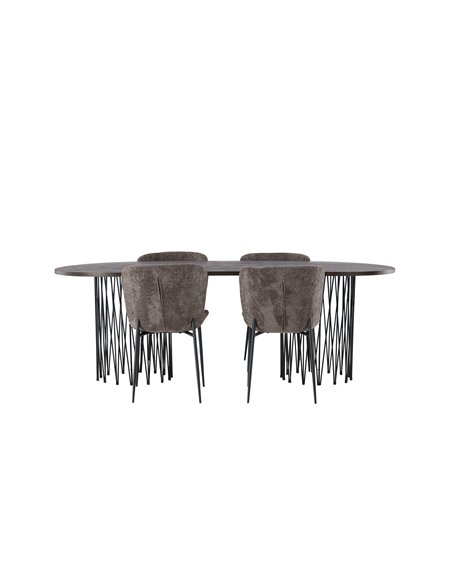 Matgrupp Stone med Modesto matstolar, 220 × 100 cm
