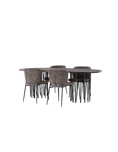 Matgrupp Stone med Modesto matstolar, 220 × 100 cm