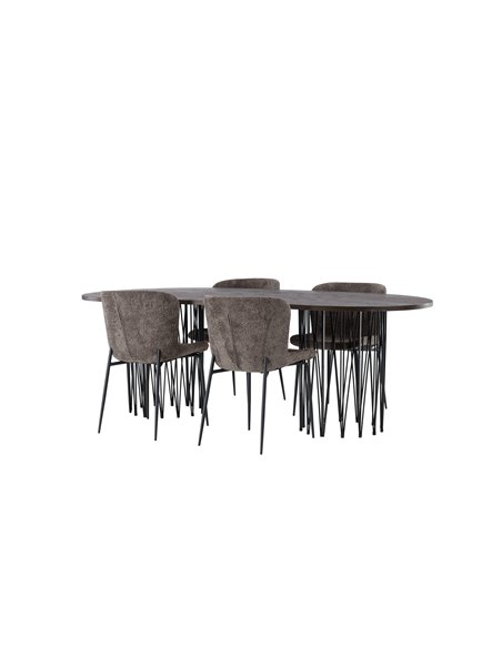 Matgrupp Stone med Modesto matstolar, 220 × 100 cm