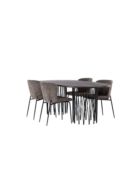 Matgrupp Stone med Modesto matstolar, 220 × 100 cm